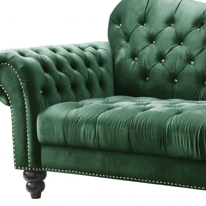 Velvet Sofa With Black Legs - Green