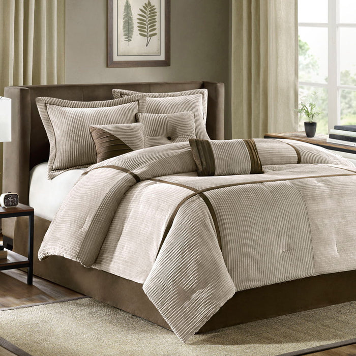 Dallas - King Piece Comforter (Set of 7) - Taupe