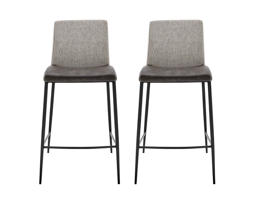 Low Back Counter Height Bar Chairs (Set of 2) - Gray / Black