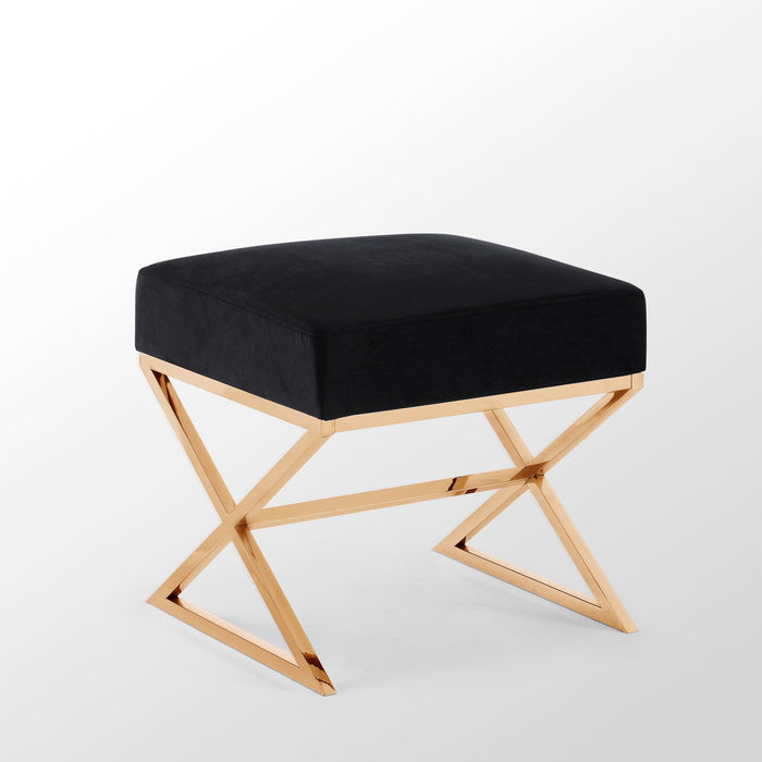 Velvet Ottoman - Gold / Black