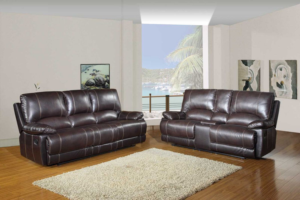 2 Piece Five Person Faux Leather Indoor Seating Set - Brown