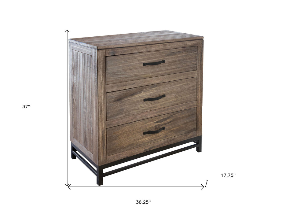 Wood Three Drawer Chest - Brown