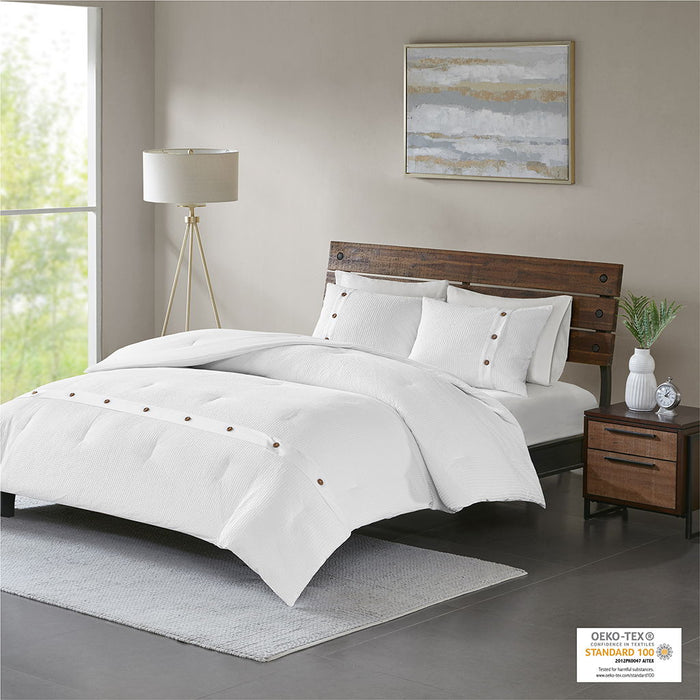 Finley - King Waffle Weave Comforter (Set of 3) - White