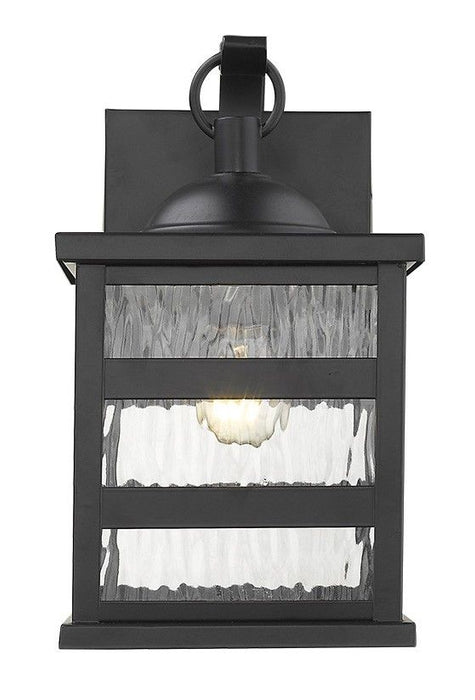 Glass Panel Outdoor Hanging Light - Matte Black