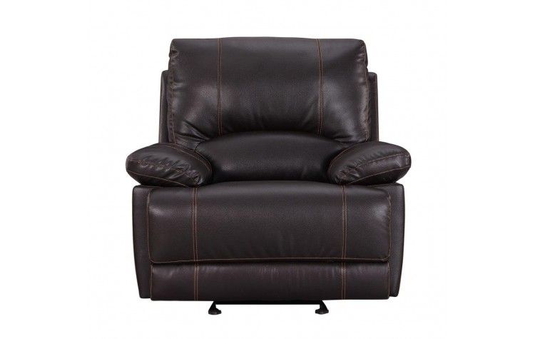 Leather Match Recliner - Brown