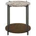 Noemie - Round Accent Table With Marble Top - White And Gunmetal - Simple Home Plus