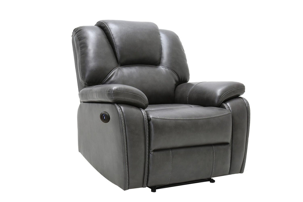 Contemporary Leather Power Reclining Chair - Gray