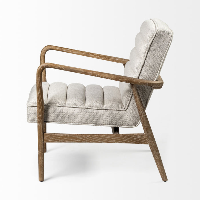 Fabric Lounge Chair - Cream / Brown