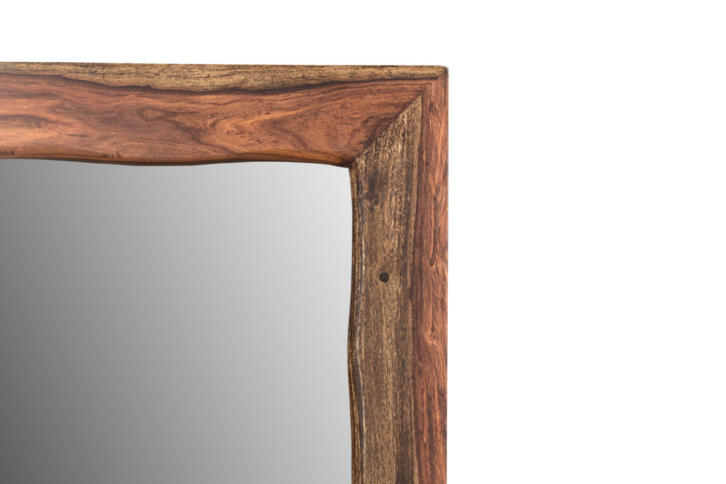 44" Solid Wood Framed Accent Mirror - Dark Brown