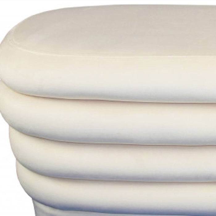 Velvet Tufted Oval Ottoman - White