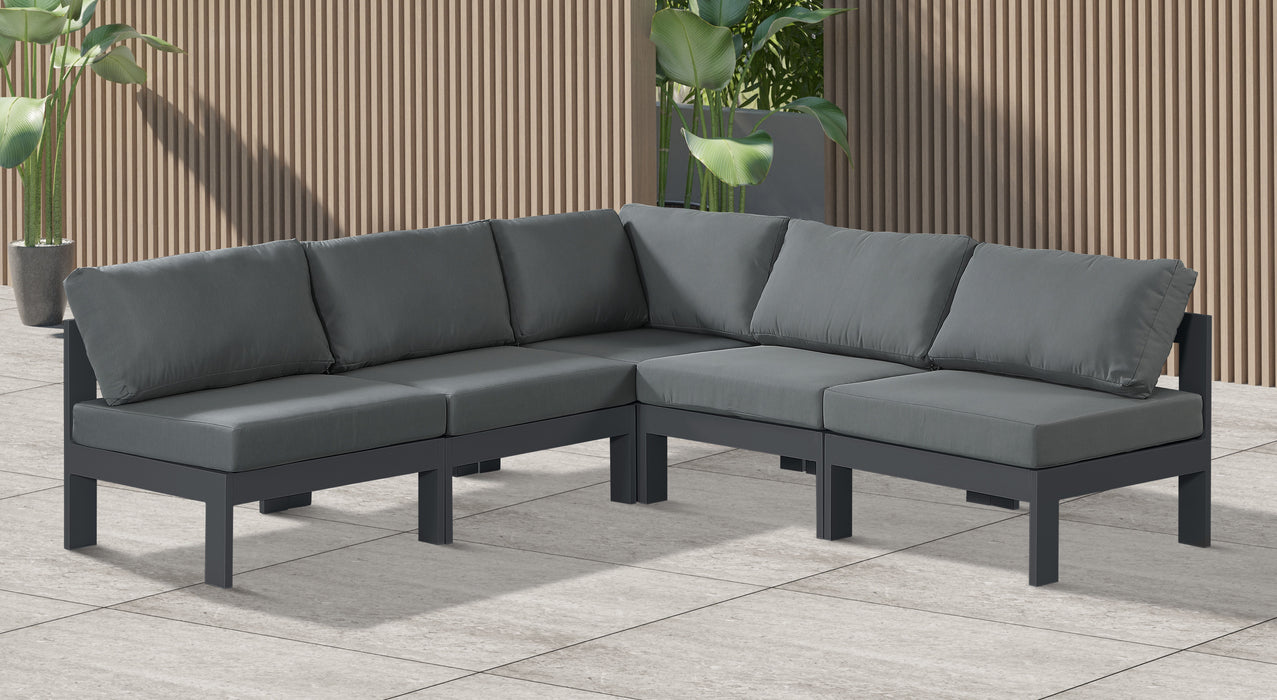 Nizuc - Outdoor Patio Modular Sectional 5 Piece - Dark Grey