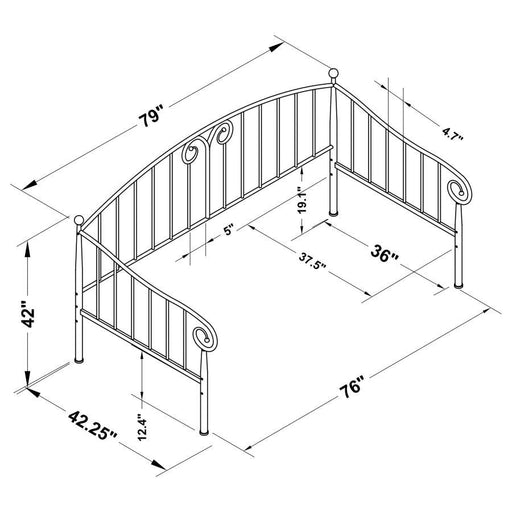 Grover - Twin Metal DayBed - Black - Simple Home Plus