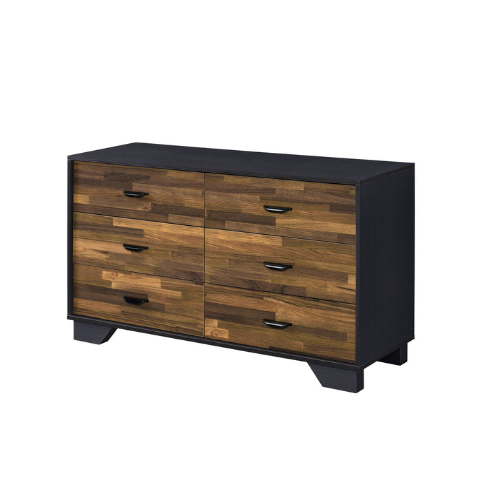 Six Drawer Double Dresser - Walnut Black