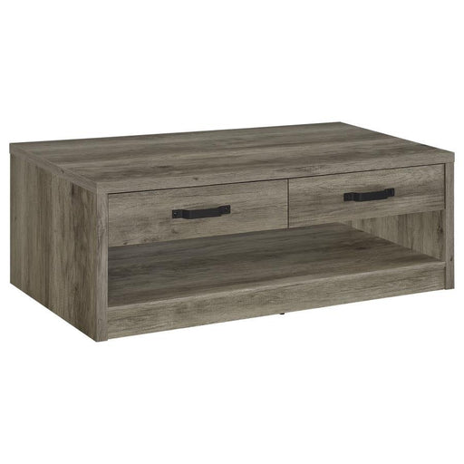 Felix - 2-Drawer Rectangular Engineered Wood Coffee Table - Gray Driftwood - Simple Home Plus