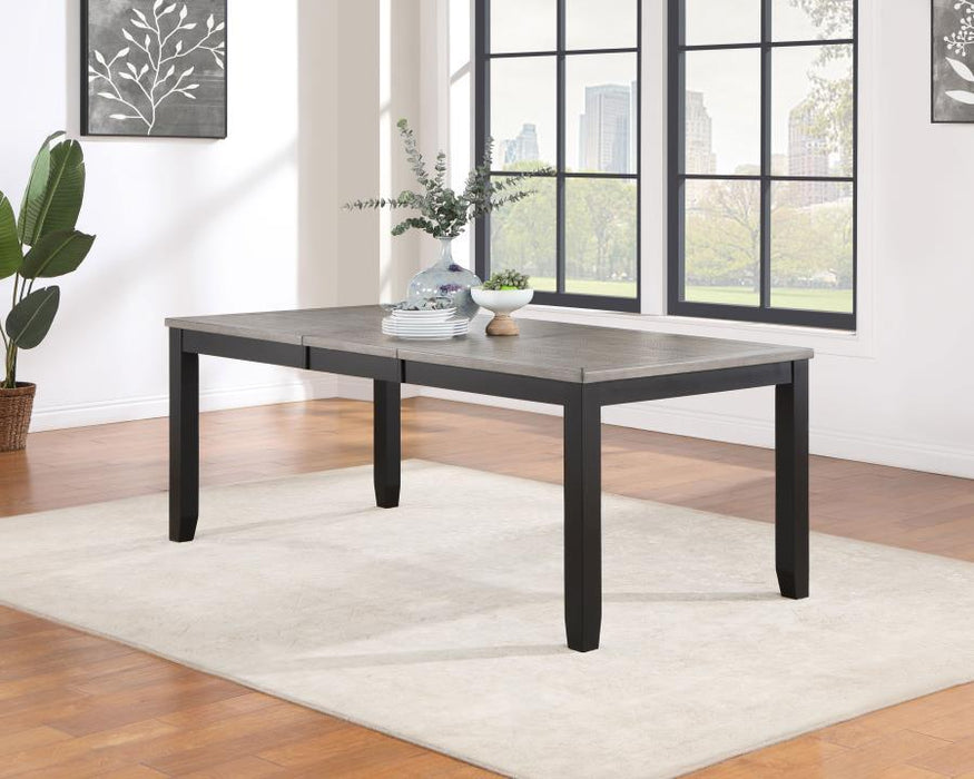 Elodie - Rectangular Dining Table With Extension Leaf - Gray And Black - Simple Home Plus