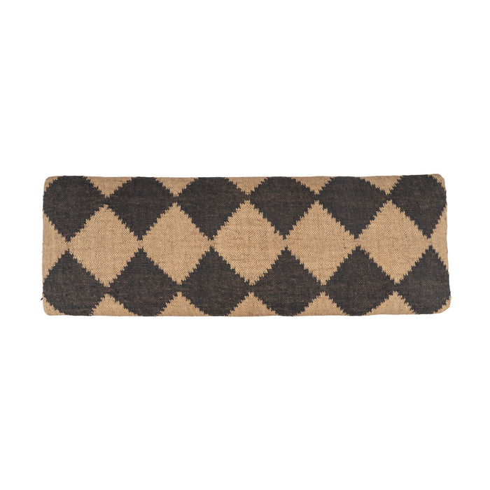 Leg Checkered Upholstered Bench - Tan / Black Black