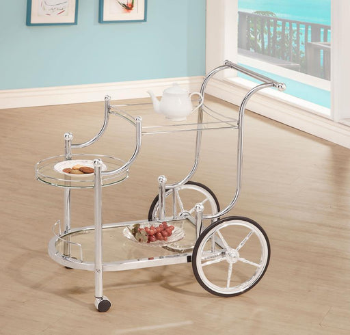 Sarandon - 3-Tier Serving Cart - Chrome And Clear - Simple Home Plus