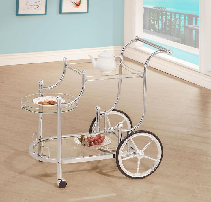 Sarandon - 3-Tier Serving Cart - Chrome And Clear - Simple Home Plus