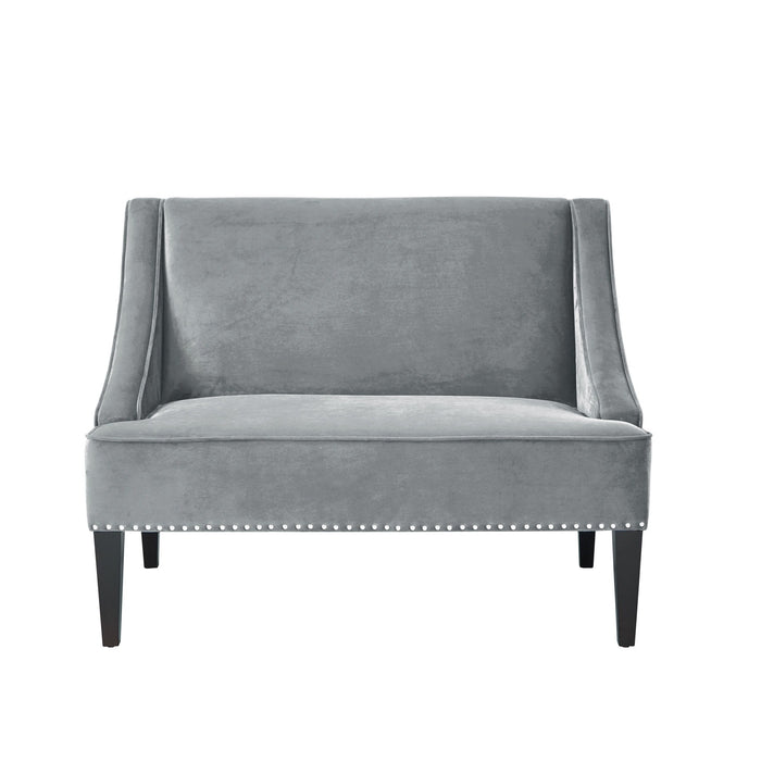 Upholstered Velvet Bench - Gray / Brown