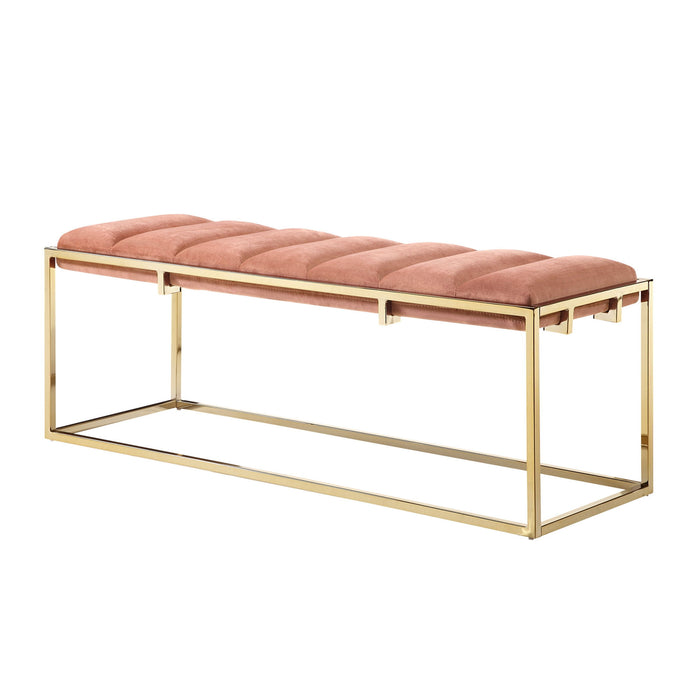 Upholstered Velvet Bench - Gold / Blush