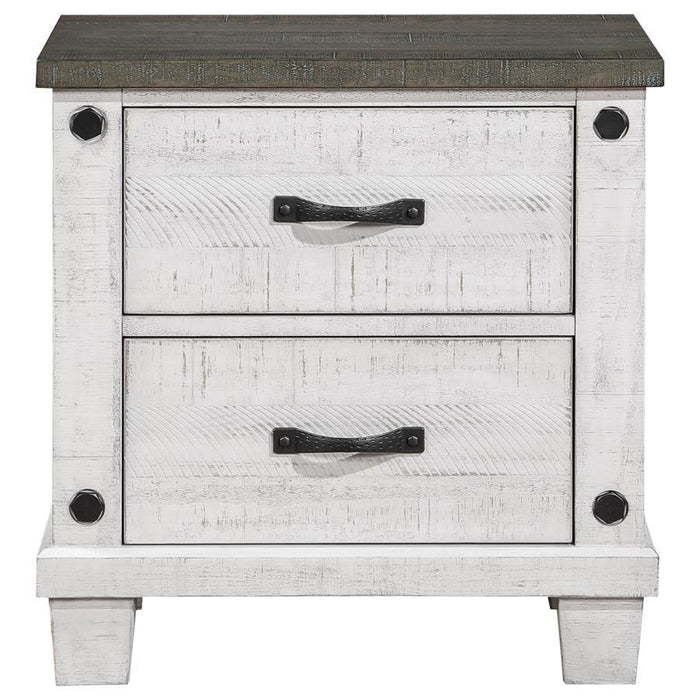 Lilith - 2-Drawer Nightstand - Distressed Gray And White - Simple Home Plus