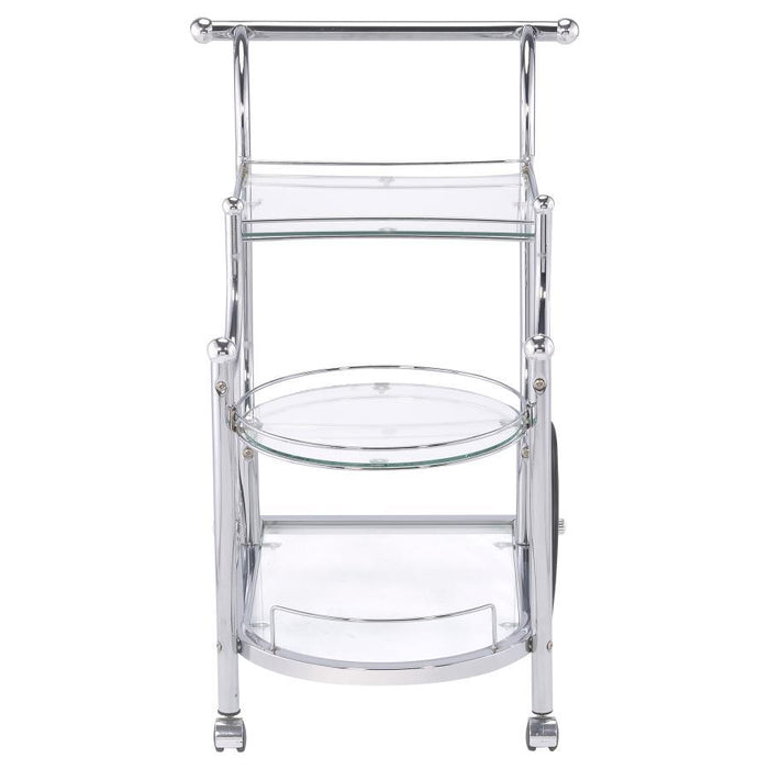 Sarandon - 3-Tier Serving Cart - Chrome And Clear - Simple Home Plus