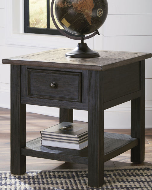 Tyler - Grayish Brown / Black - Rectangular End Table - Simple Home Plus