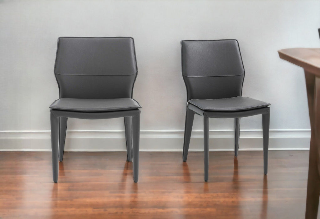 Faux Leather Metal Dining Chairs (Set of 2) - Dark