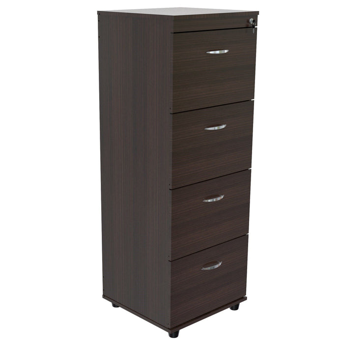 Wood Four Large Drawer Filing Cabinet - Espresso