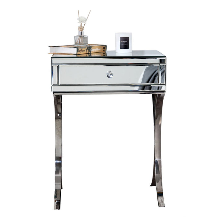 Mirrored Nightstand Drawer - Silver