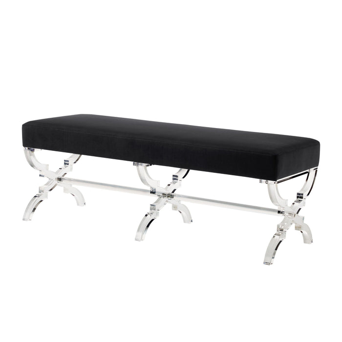 Upholstered Velvet Bench - Clear / Black