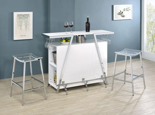 Araceli - Home Bar - White And Chrome - Simple Home Plus