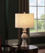 Brie - Drum Shade Table Lamp - Oatmeal And Antique Gold - Simple Home Plus