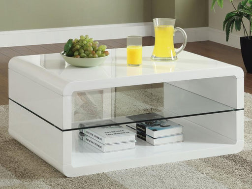 Elana - Rectangle 2-Shelf - Coffee Table - Glossy White - Simple Home Plus