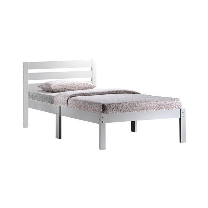 Solid Wood Twin Tufted Bed With Mattress - White