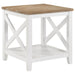 Hollis - Square Wood End Table With Shelf - Brown And White - Simple Home Plus