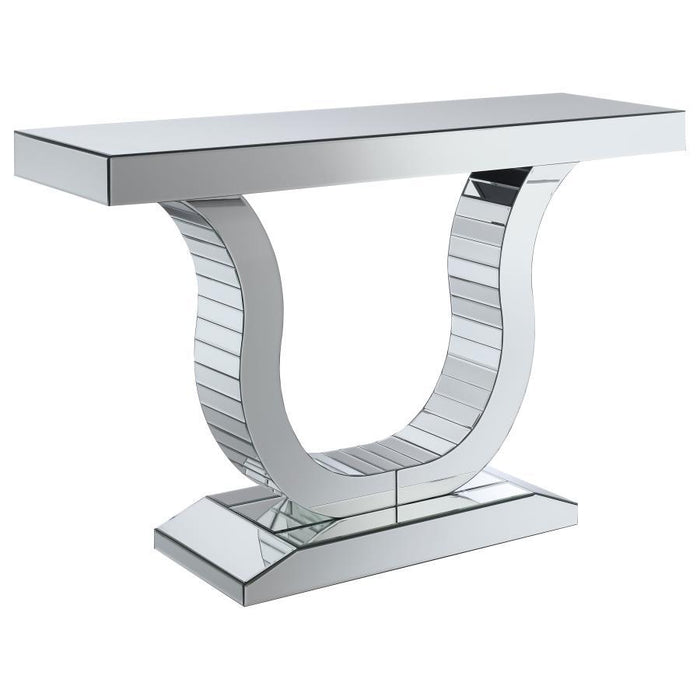 Saanvi - Console Table With U-Shaped Base - Clear Mirror - Simple Home Plus