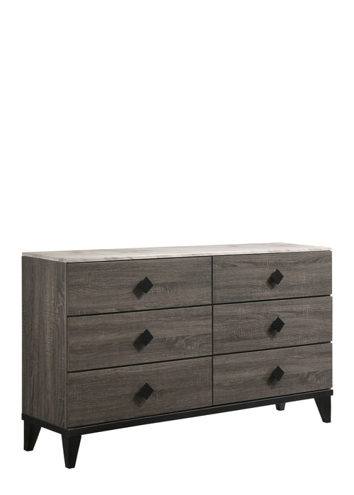 6 Drawer Double Dresser - Gray