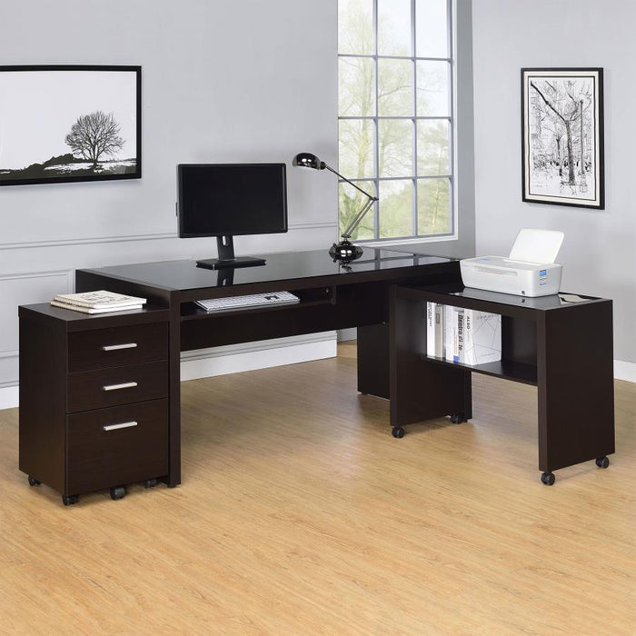 Skeena - 3 Piece Home Office Set - Cappuccino - Simple Home Plus