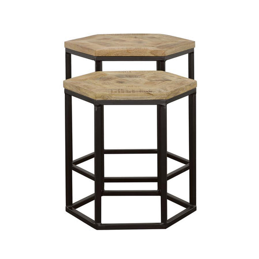 Adger - 2 Piece Hexagon Nesting Tables - Natural And Black - Simple Home Plus