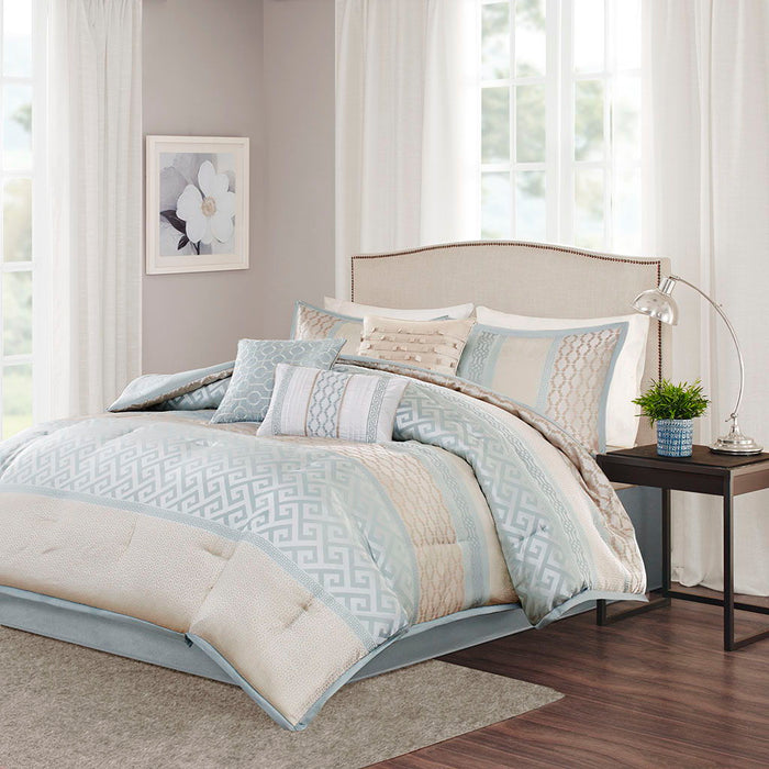 Bennett - King Piece Comforter (Set of 7) - Aqua