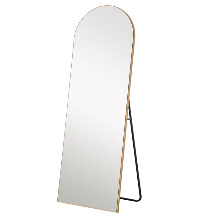 Narrow Arched Wooden Mirror - Gold