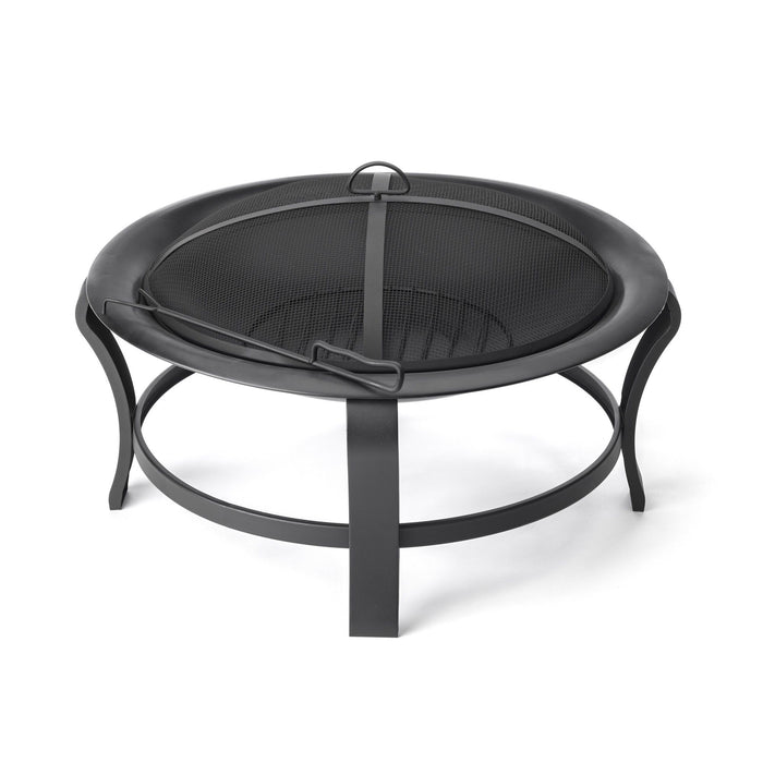 Steel Round Wood Burning Fire Pit - Black