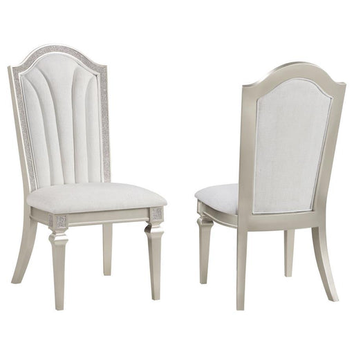 Evangeline - Upholstered Dining Side Chair With Faux Diamond Trim (Set of 2) - Ivory And Silver Oak - Simple Home Plus