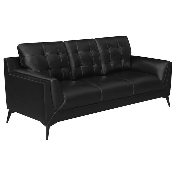 Moira - Upholstered Tufted Sofa With Track Arms - Black - Simple Home Plus