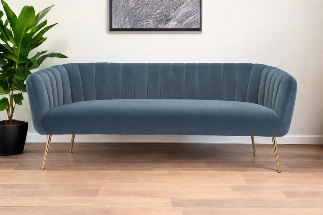 Velvet Sofa With Gold Legs - Gray