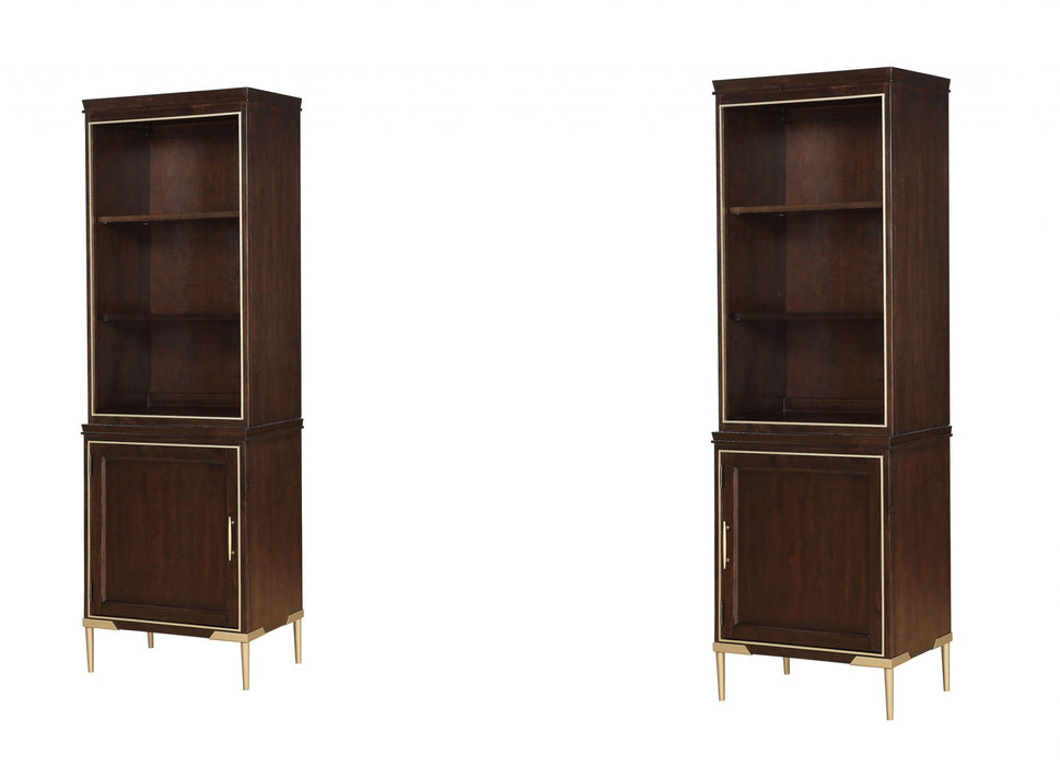 Wood Entertainment Center (Set Of 2) - Cherry Metal