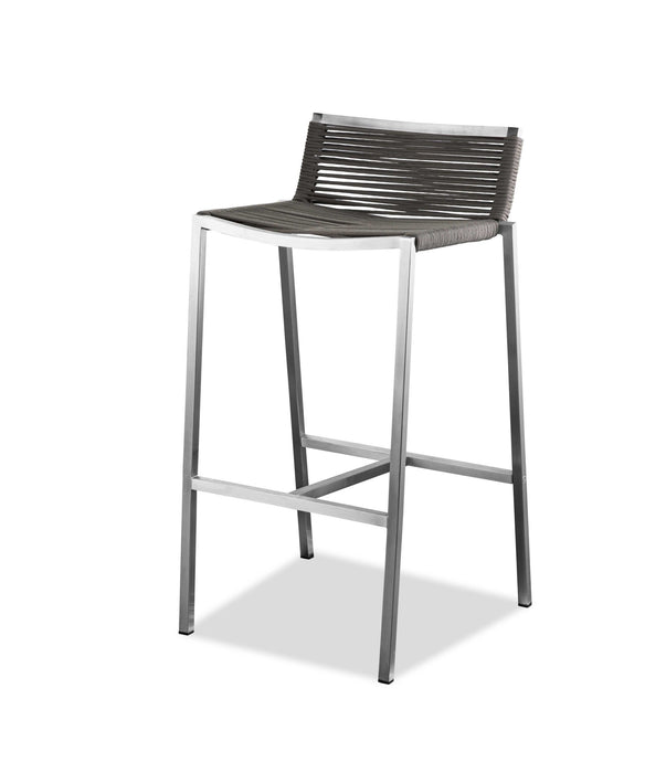 Stainless Steel Low Back Bar Height Bar Chair - Brown / Silver