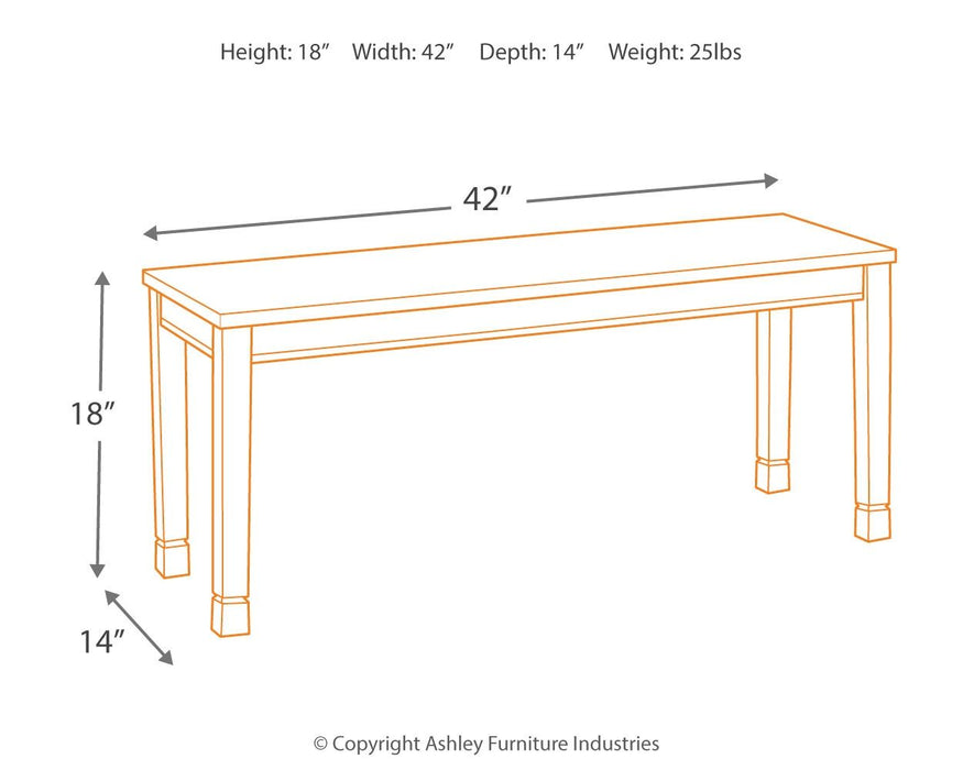 Whitesburg - Brown / Cottage White - Large Dining Room Bench - Simple Home Plus