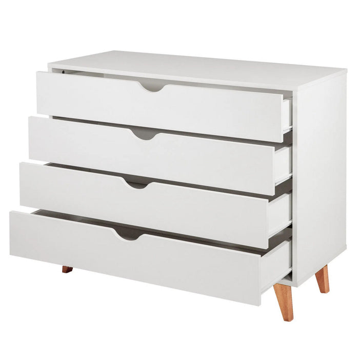 Solid Wood Four Drawer Dresser - White